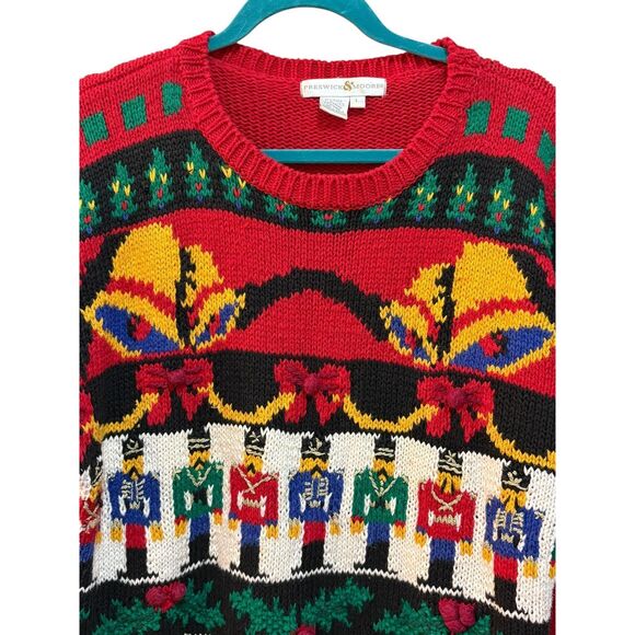 Vintage Preswick & Moore Sweater Womens Large Red Christmas Nutcracker Ugly 90s - Picture 3 of 6